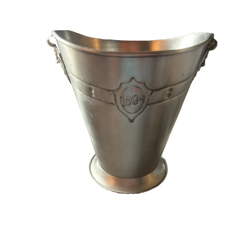 Vintage BG Barton Guestier French Pewter Wine Chiller Champagne Bucket Mask Hand